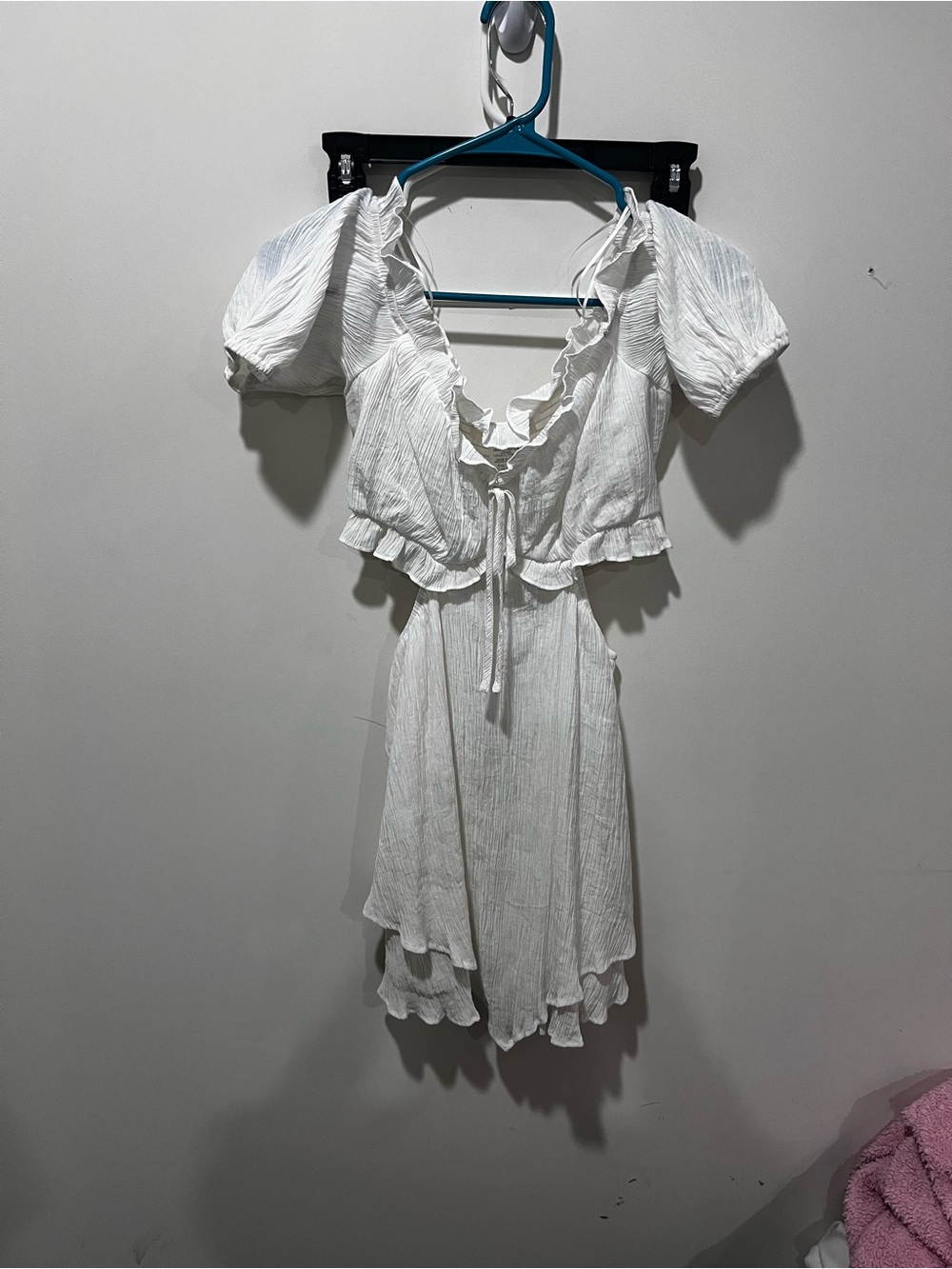 White Ruffled Off-Shoulder Mini Dress - Picture 7 of 7
